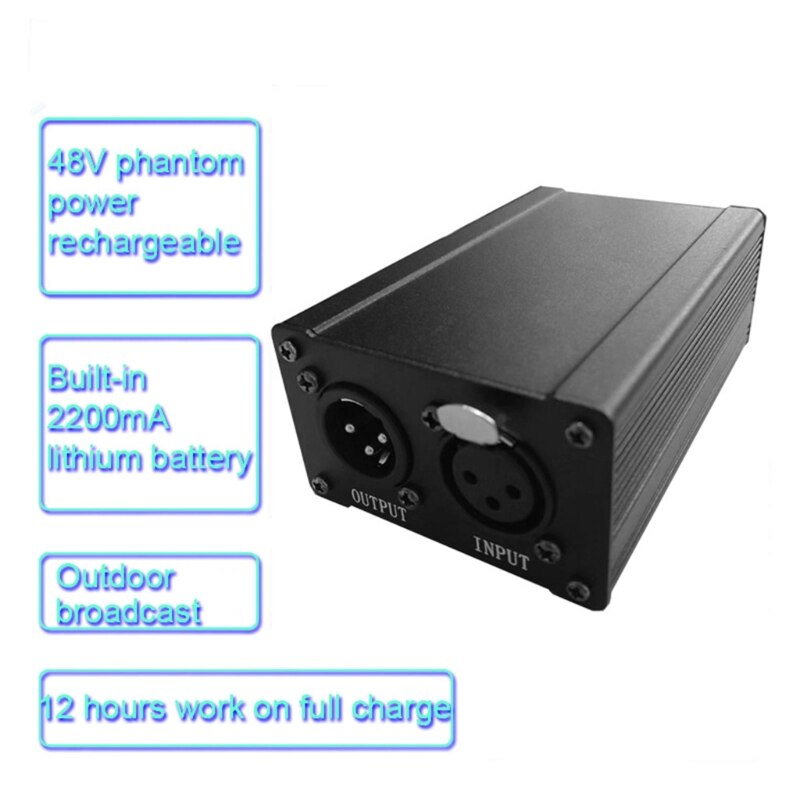 L21B Microphone Phantom Power Supply 48V Power Support Built-in 2200mAh Battery