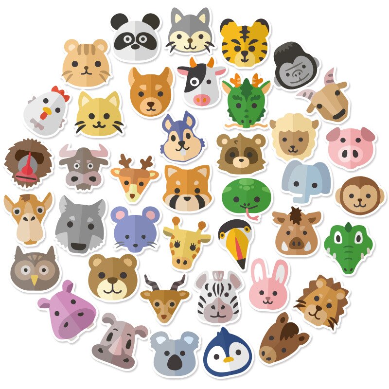 Autocollants pour téléphones portables, boîte de voyage, voiture, fruits, légumes, animaux, dessin animé mignon, DIY bricolage, paquet d'autocollants créatifs, décoration de la maison: Cute Animal 40pcs