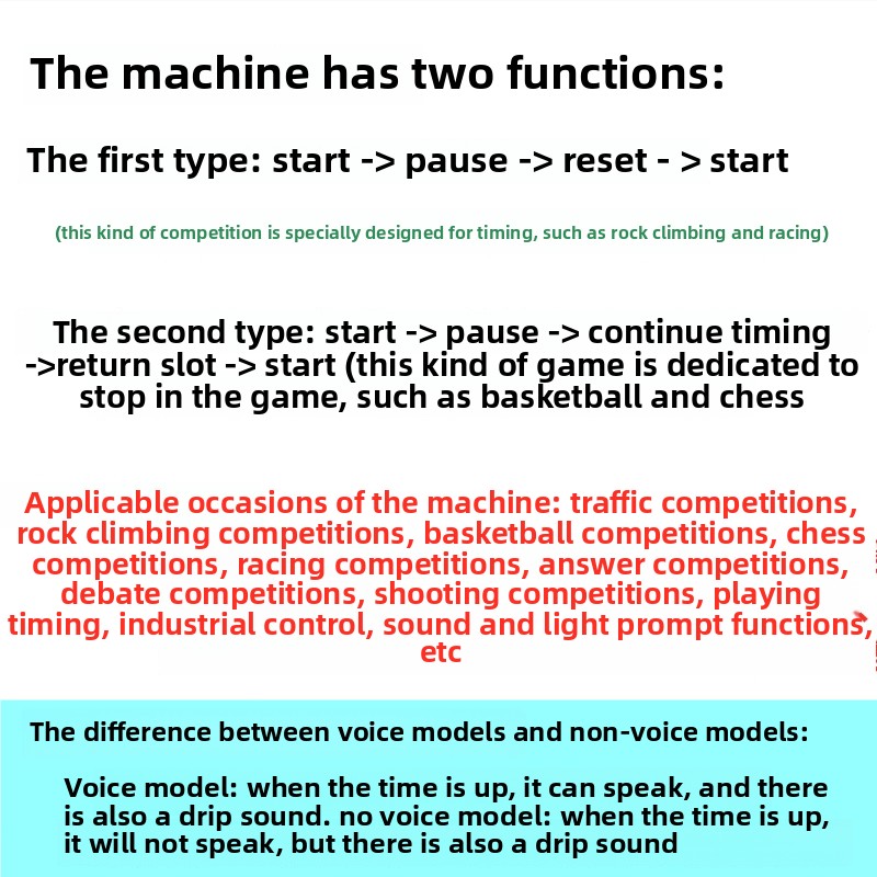 Match timer, countdown stopwatch counter LED digital display training, speech timing, special belt charging