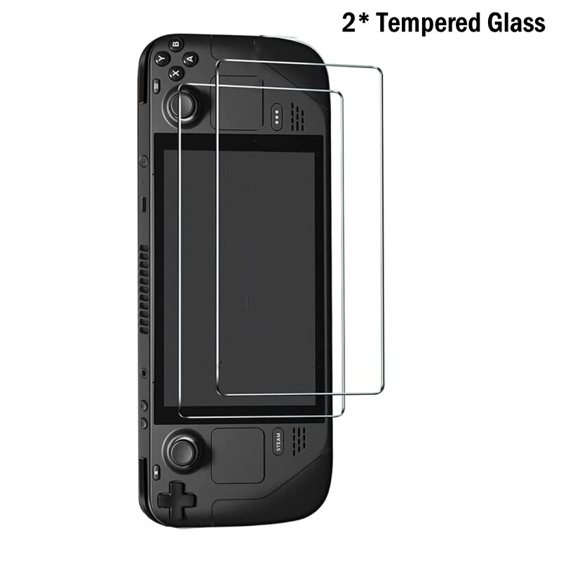 For Steam Deck Silicone Shell Storage Case Game Console Protective Cover Screen Protector Glass 7&#39;&#39; For Steam Deck Accessories: 2 Glass