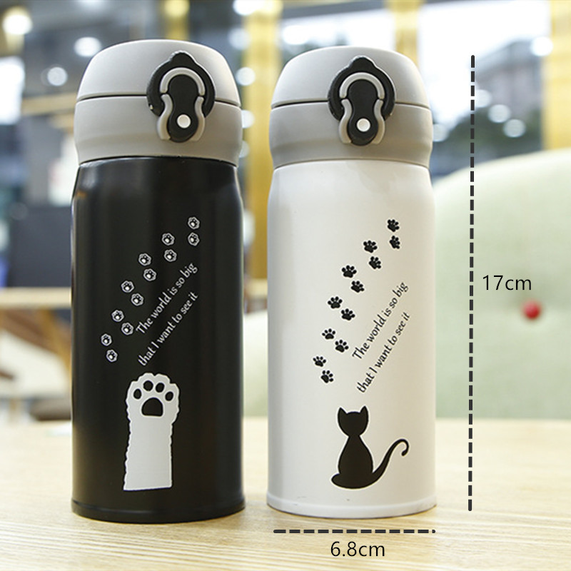 350Ml Cartoon Kat Rvs Thermosflessen Thermos Mok Thermische Water Fles Tumbler Thermocup