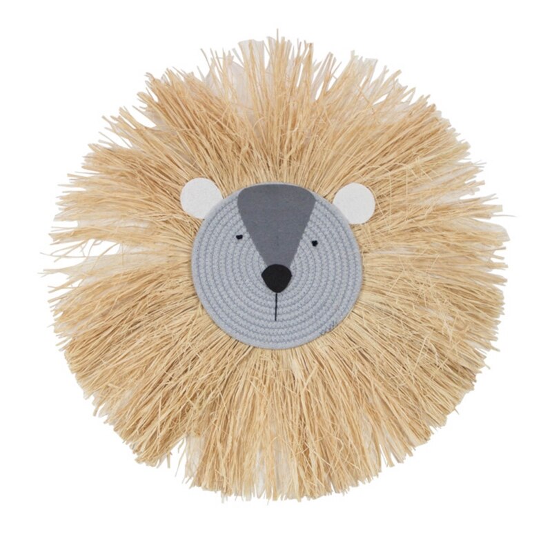 Cartoon Lion Hanging Decorations Cotton Thread Weaving Animal Head Wall Ornament R2JF: 4