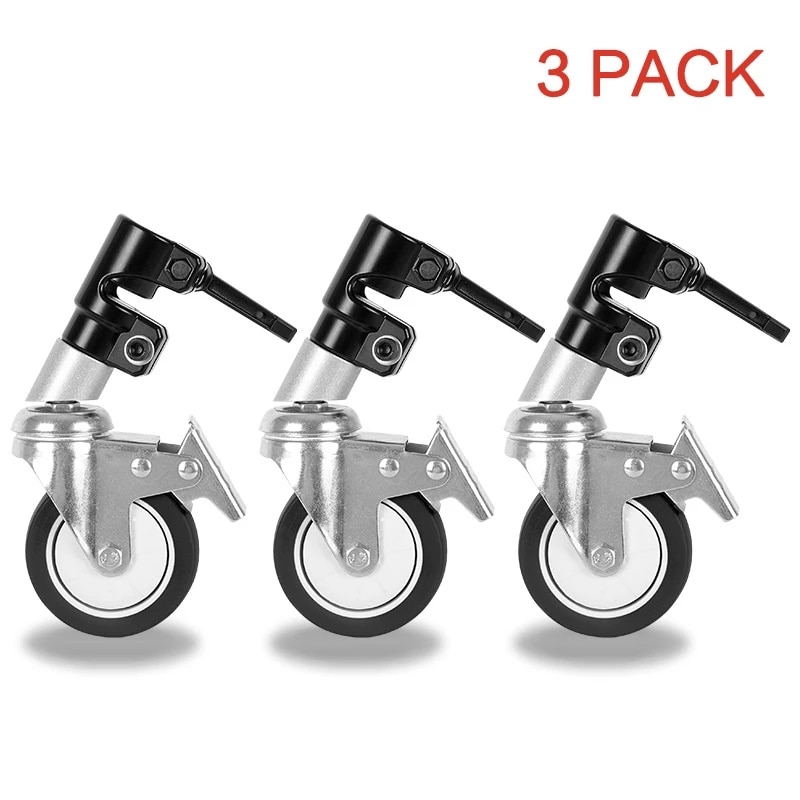 3Pcs C-Stand Swivel Caster Wheel Set,25MM Diameter For Photography Century Foldable Light Stand Tripod Magic Leg