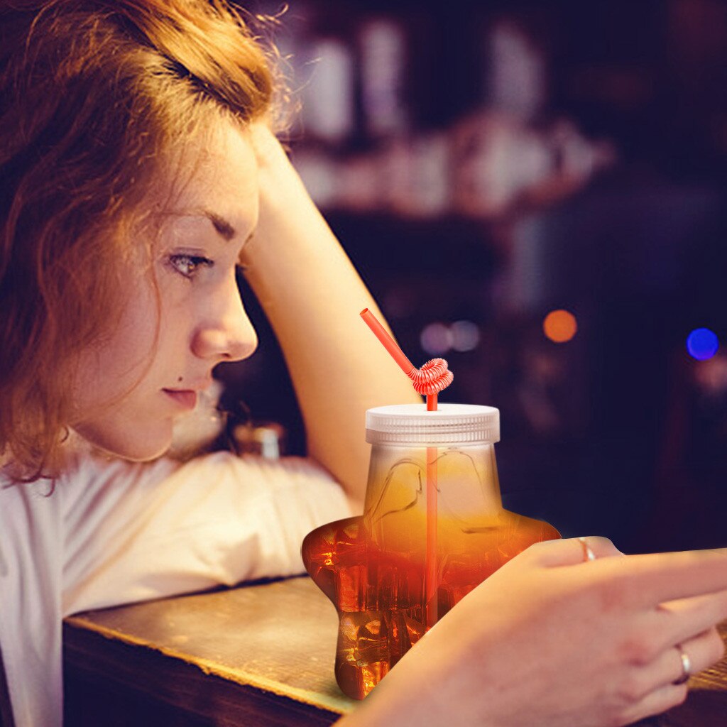 1pc Plastic Star Shaped Bottle Drink Cup Water Wine Bottle Party Home Decor Summer Beach Drink Cup Wedding Bottle: B