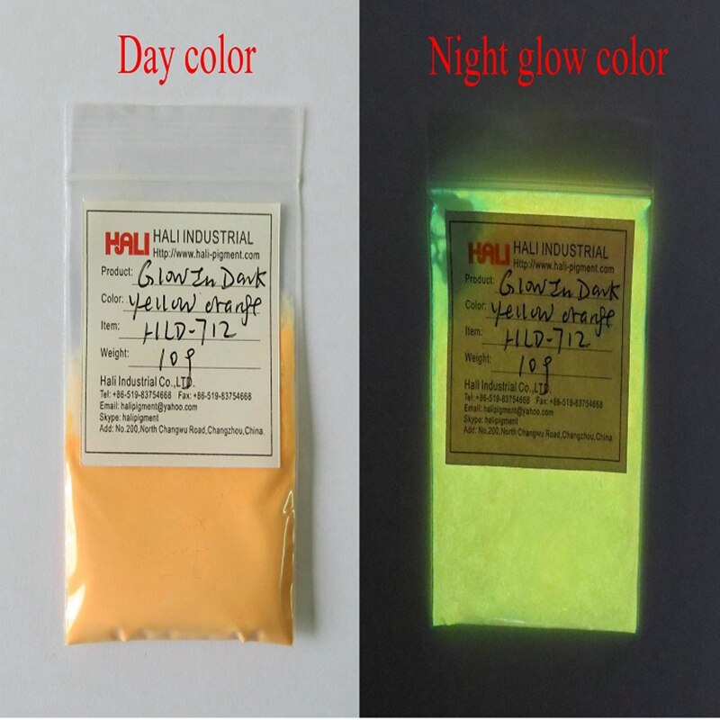Glow in dark poeder, fotoluminescerend poeder, luminescerend poeder , 1 partijen = 10 kleuren ,10 gram per kleur.