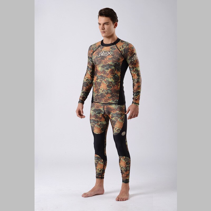 Erupción Mens guardia nadar camisa de pesca submarina de lycra traje de buceo de camuflaje lycra Surf camisas playa protección UV