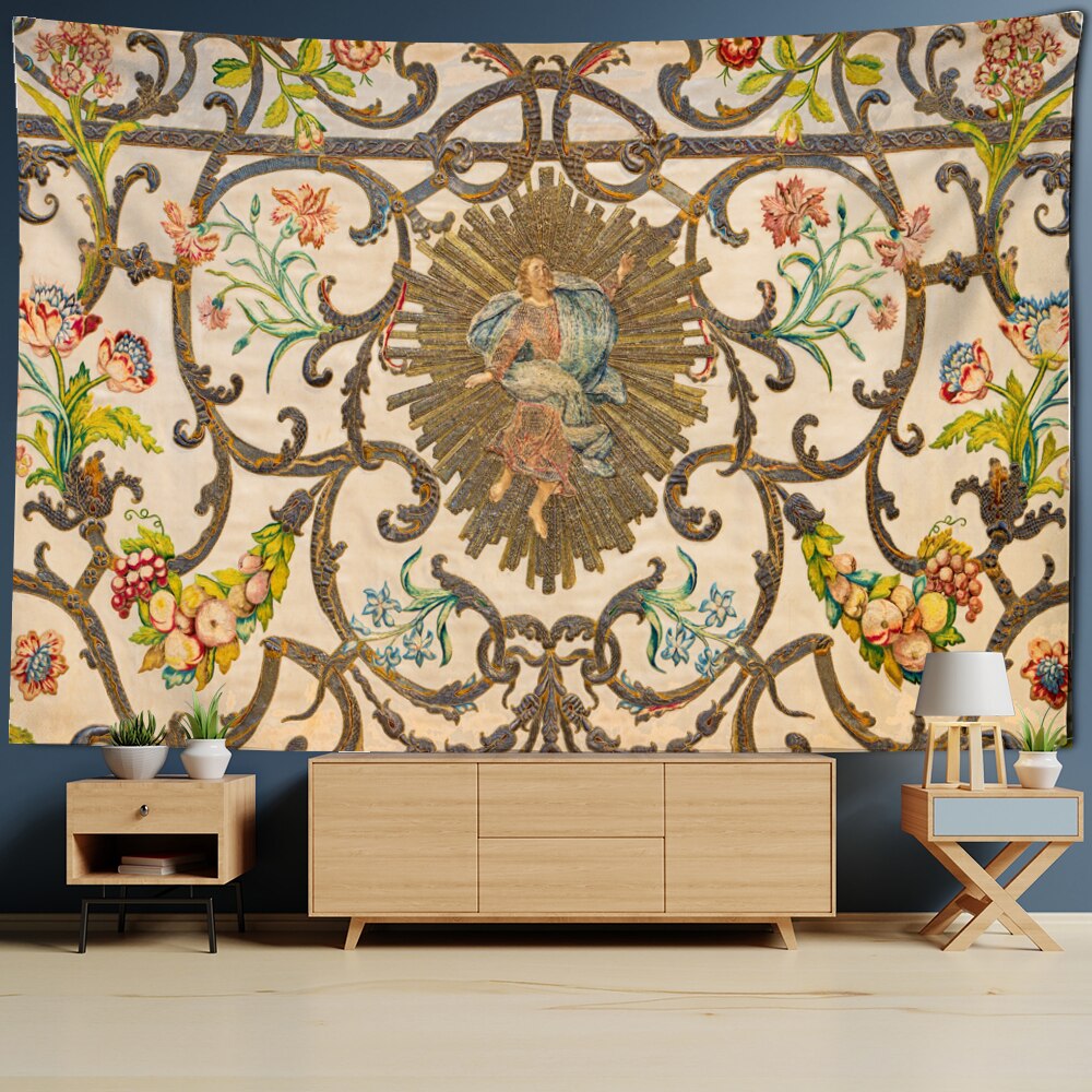 High-end Khaki Background Pattern Wall Hanging Indoor Home Tapestry Retro Series Tapestry Wall Hanging Decor