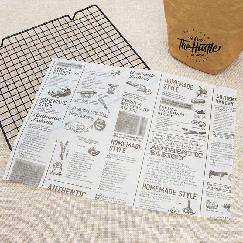 100Stck Neue Aktualisierung Länge Zeitung Stil Toast Öl-nachweisen Wachs Papier Lebensmittel Schnelle Lebensmittel Brot Öl-Papier lebensmittel Verpackung Papier Backen Werkzeug: Zeitung03