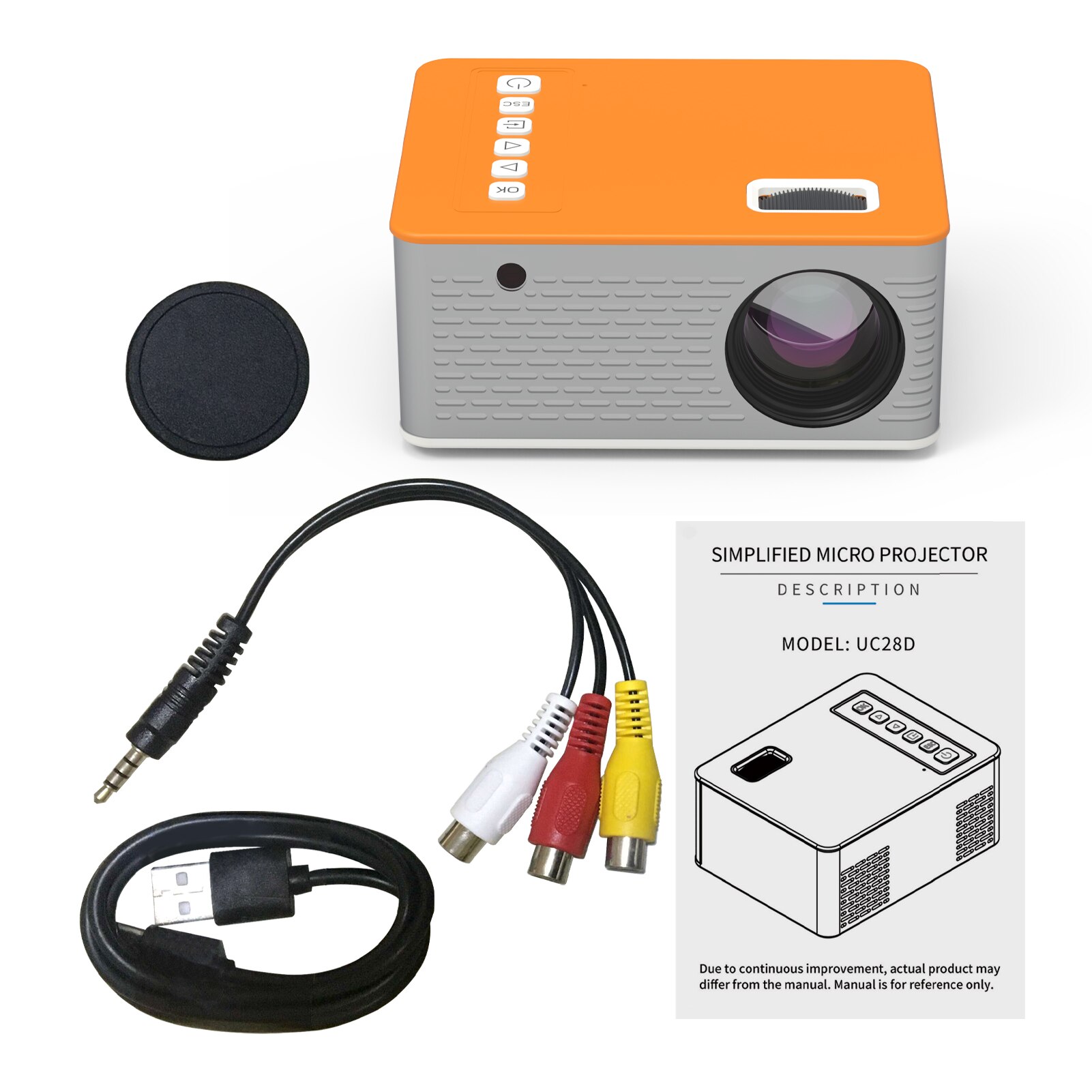 Mini Portable Video Projector LED Movie Projector Home Theater 1080P Supported 110Inch Display with USB TF AV Input For Children