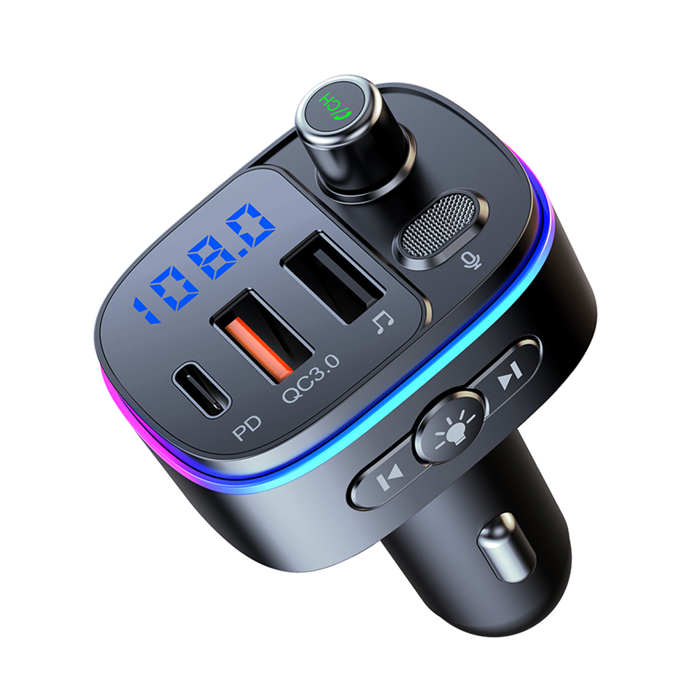 Usb car charger bluetooth 5,0 fm transmitter hands-free quick charge type-c pd  qc 3,0 usb charger adapter for iphone 12, samsung 11: Default Title
