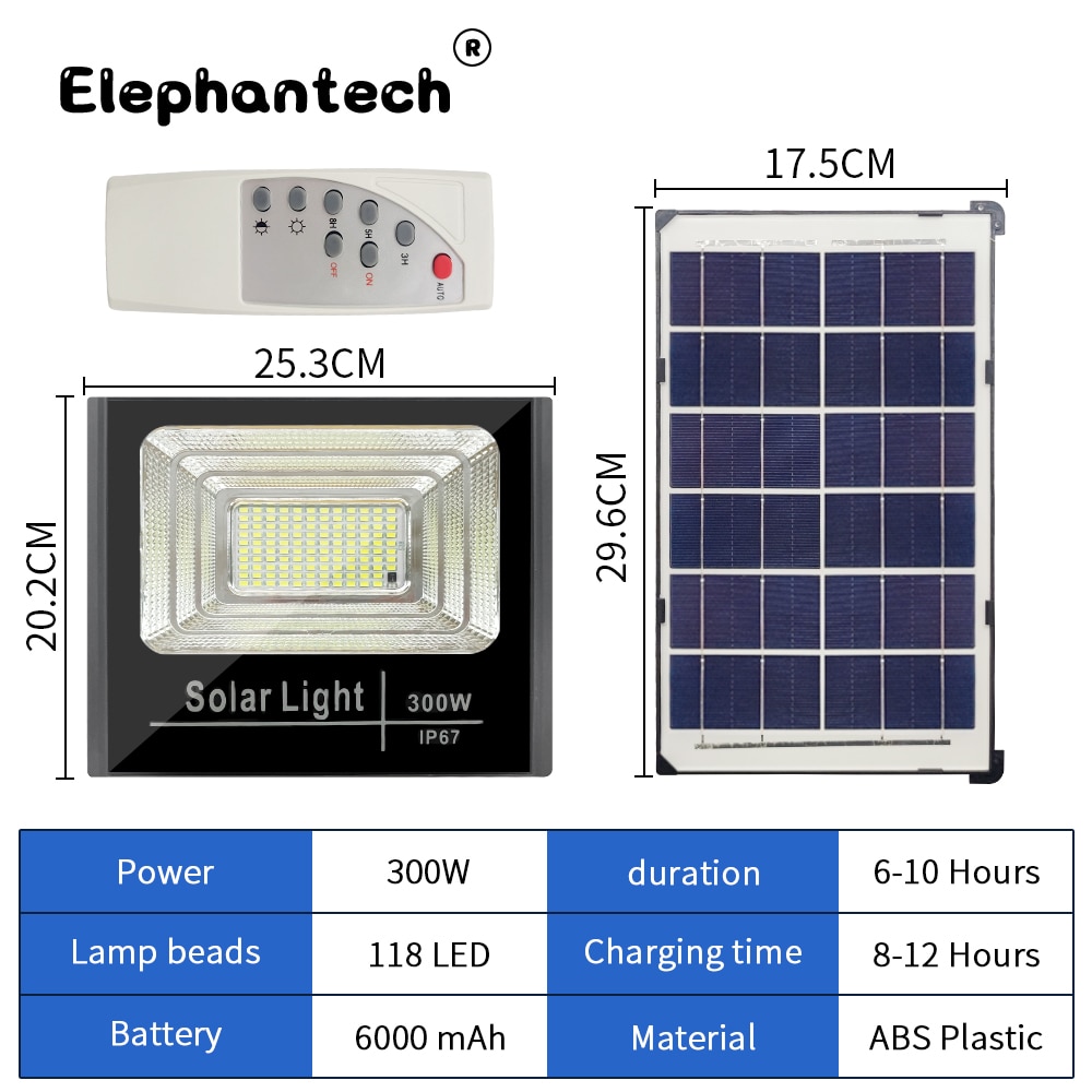 300W LED Solar Light 100W 200W 65W 4/6 COB Outdoors Sun Light Battery Lamp Motion Sensor Garden LED Solar Lamp LED Solar Panel: TYN-300W LED FLOOD