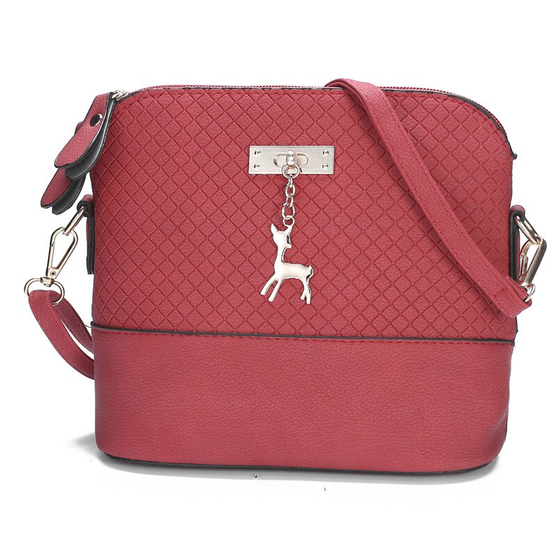 Lns damestassen pu leer zacht gezicht damestas wilde schoudertas messenger bag gewatteerde schelp tas hanger schattig hert: Rood