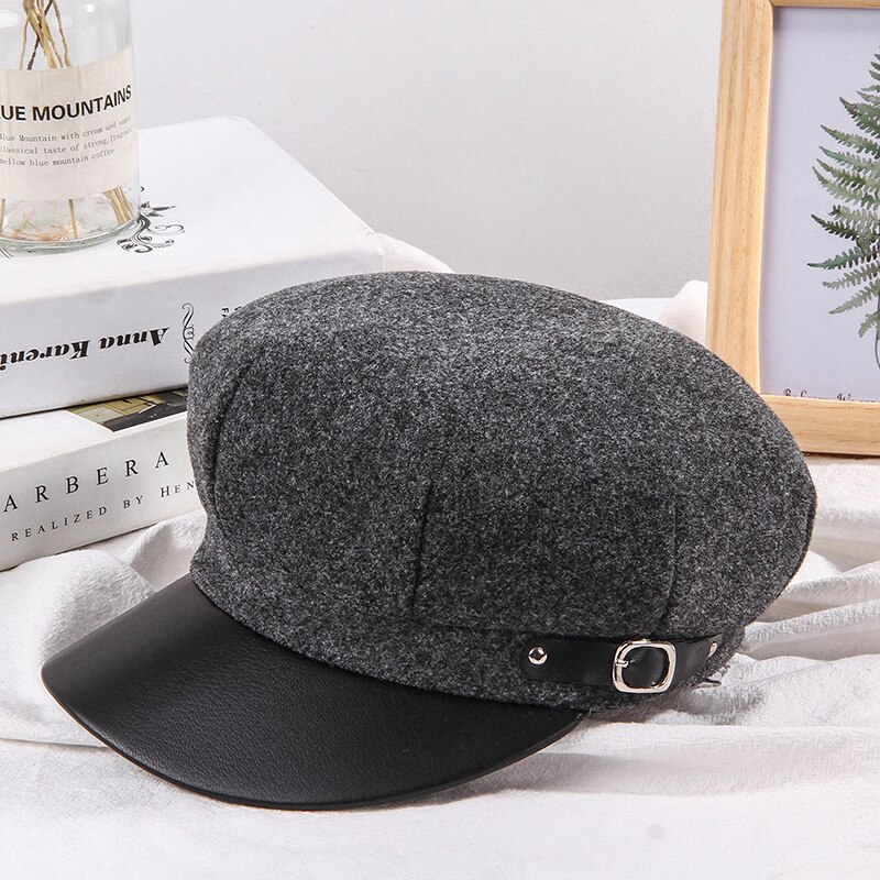 Nowy jesień zima kapelusze dla kobiet w jednolitym kolorze gładka ośmioboczna czapka gazeciarza panie moda retro kapelusz zima beret kobiety solidna kolorowa czapka: 06