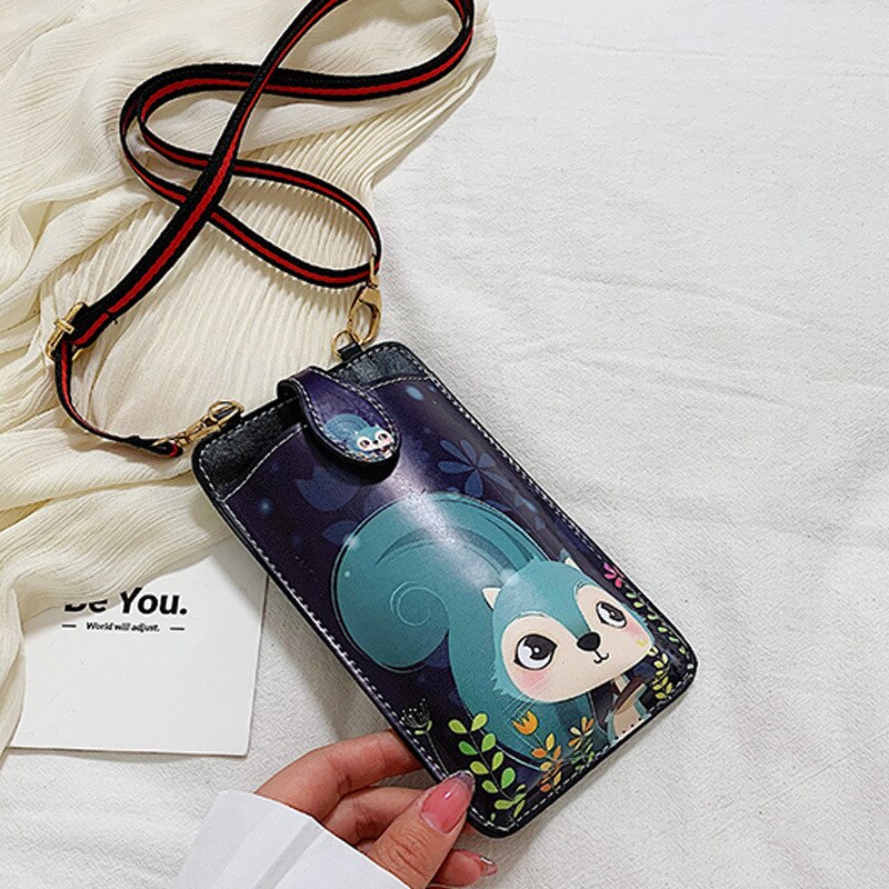 Donna Sacchetto Del Telefono mobile Della Borsa Della Moneta Delle Signore di sacchetto del telefono Croce di Spalla del Sacchetto Trasparente per Le Ragazze Carino Sacchetto Del Telefono Del Fumetto scoiattolo 742