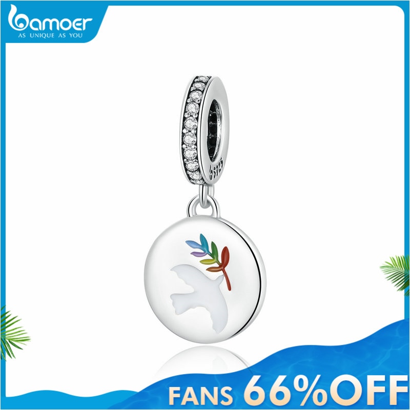 Bamoer Autentico 925 Gioielli in Argento sterlina tariffa la ritmo Colomba Fascino per Originale Argento Borda il Braccialetto & Braccialetto FAI DA TE BSC366