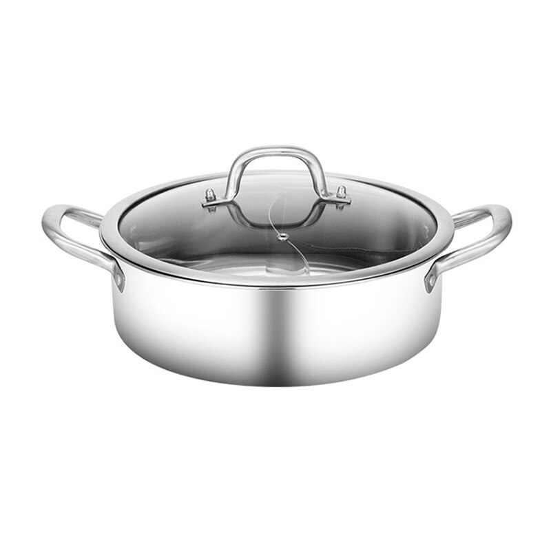 Home Kitchen Cookware Soup Cooking Pot Twin Divided Stainless Steel Pot Hotpot Induction Cooker Gas Stove Compatible Pot