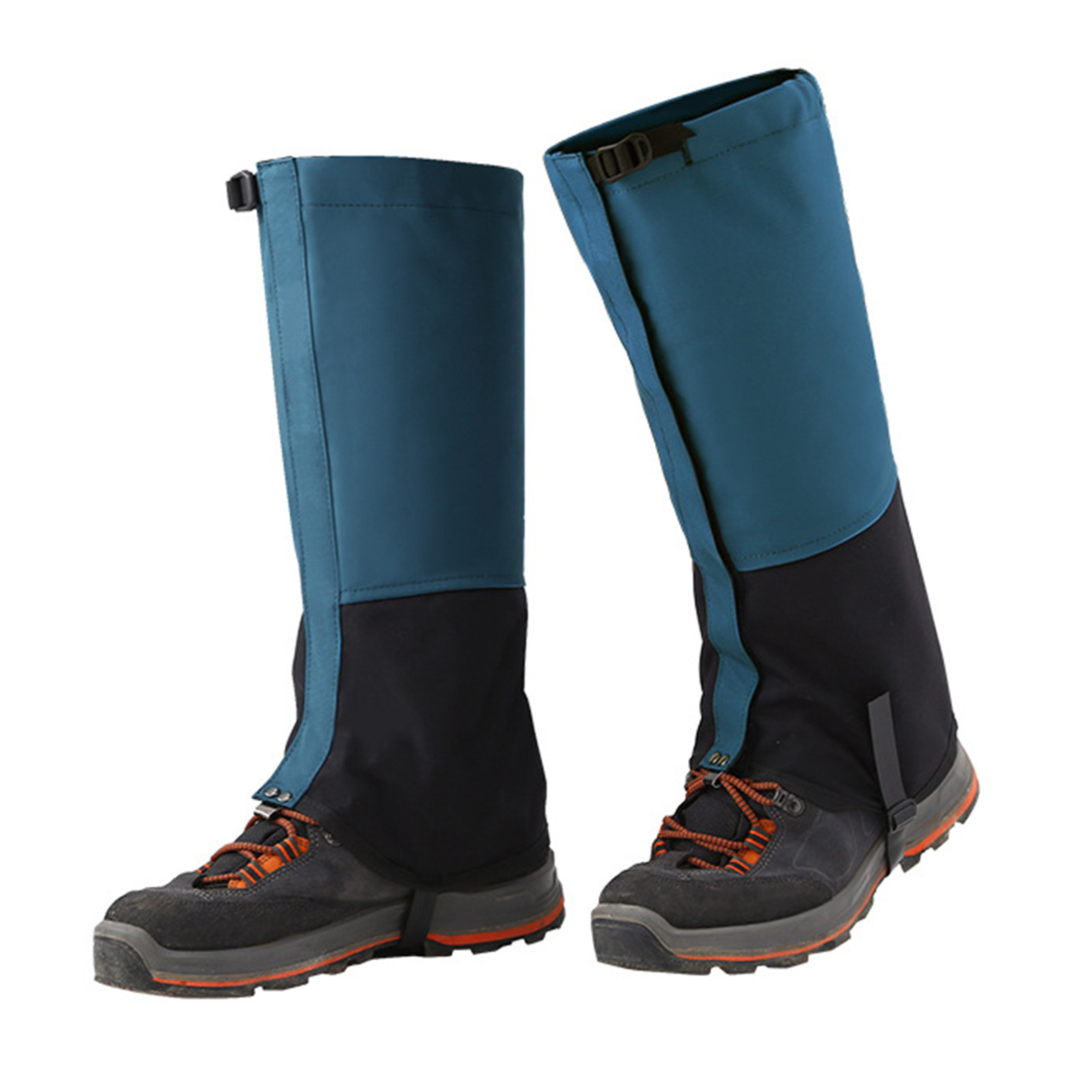 Polainas de pierna para acampar al aire libre, forro polar, impermeable, ajustable, antidesgarro, botas de nieve, polainas para escalada, senderismo, esquí: Azul / M