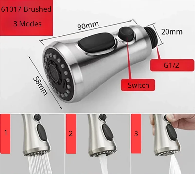 Kitchen Pull Out Faucet Sprayer Nozzle Sprayer ABS Durable Water Saving Shower Spray Head Bathroom Basin Sink Tap Replacement: SKY BLUE
