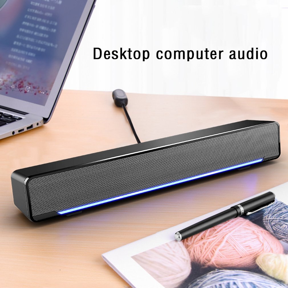 USB Plug-in Desktop Computer Portable Speaker USB Mini Soundbar Subwoofer Wired LED Music Box With Dual Driver
