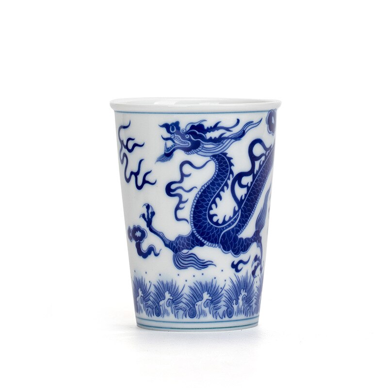 260ml Dragon Tea Cup Big Ceramic Antique White And Blue Coffee Mugs Beautiful Teacup Phoenix Teaware A Cup Of Tea Coffee Mugs: Dragon tea cup