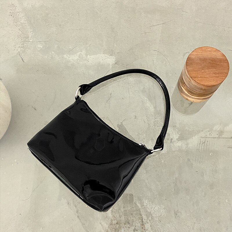 Style Ladies Patent Leather Armpit Bag Simple French Bread Shoulder Bag Women Handbag Multicolor Women Bags