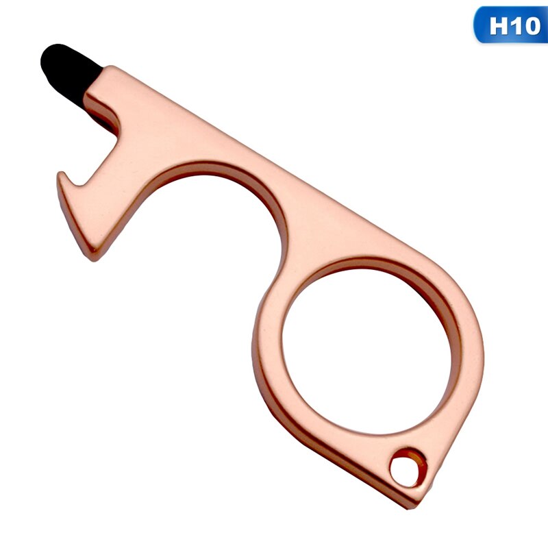 Portable Clean Key Door Opener Handheld Brass EDC Keychain No Touch Elevator Button Non-Contact Handheld Tool: H10
