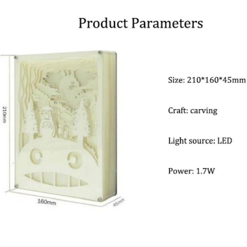 Nowość lampka nocna Totoro papierowa lampa atmosfera 3D papierowa rzeźba sztuka lampa dekoracyjna zasilanie USB robić salonu sypialnia