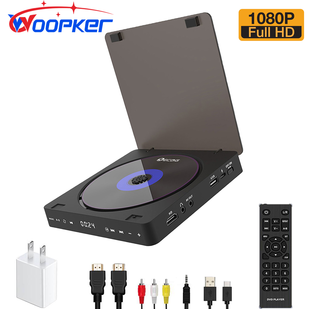 Woopker DVD Player HD Player HDMI AV Connection With USB input Headphone Output touch LED Screen HD 1080P Type-C 5V / 2A