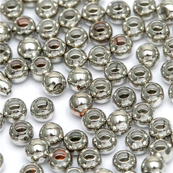 1000 Uds , bañado en plata Metal espaciadores redondas de accesorios para DIY pulsera de pendiente de collar de joyería de 3mm: Dark silver