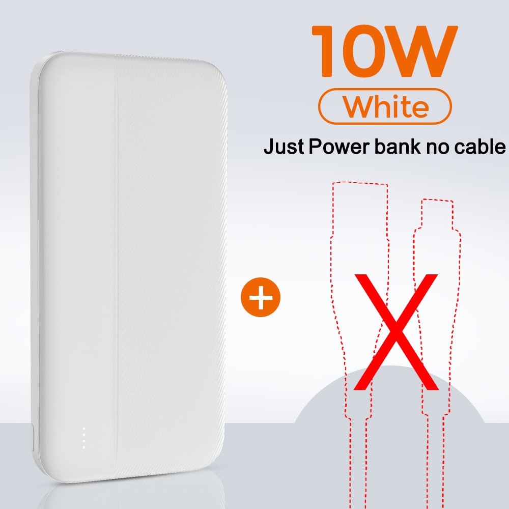 YKZ 10000mAh Power Bank For iPhone 12 pro max Powerbank External Battery Pack Portable Charger Power Bank for Xiaomi Mi 9: 10w white