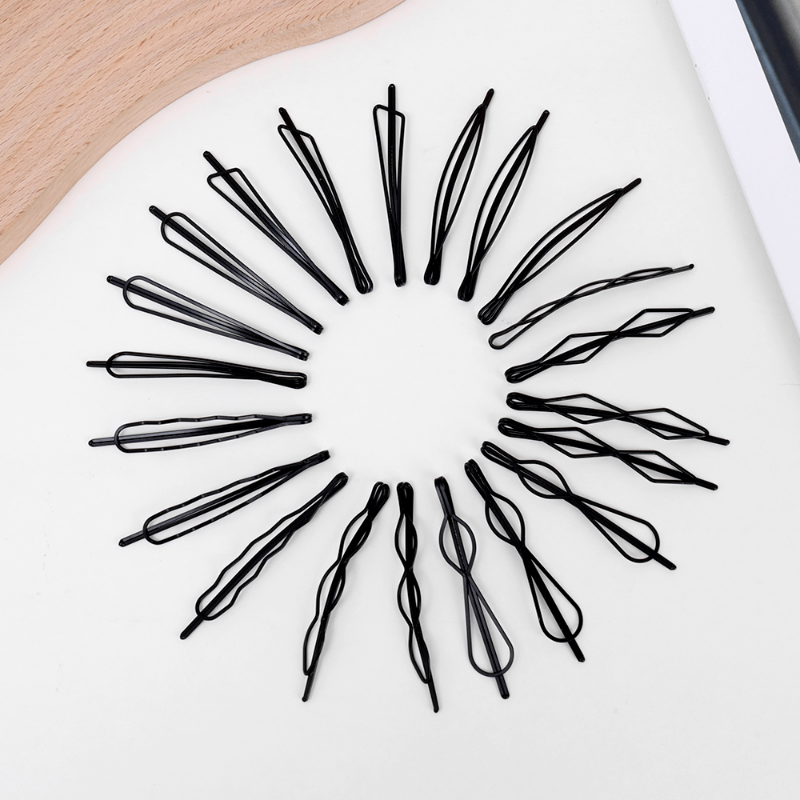 1/20 pçs feminino bb presilhas bobby pin metal preto grampos de cabelo snap bandana grampos de cabelo menina fix acessórios de estilo de cabelo