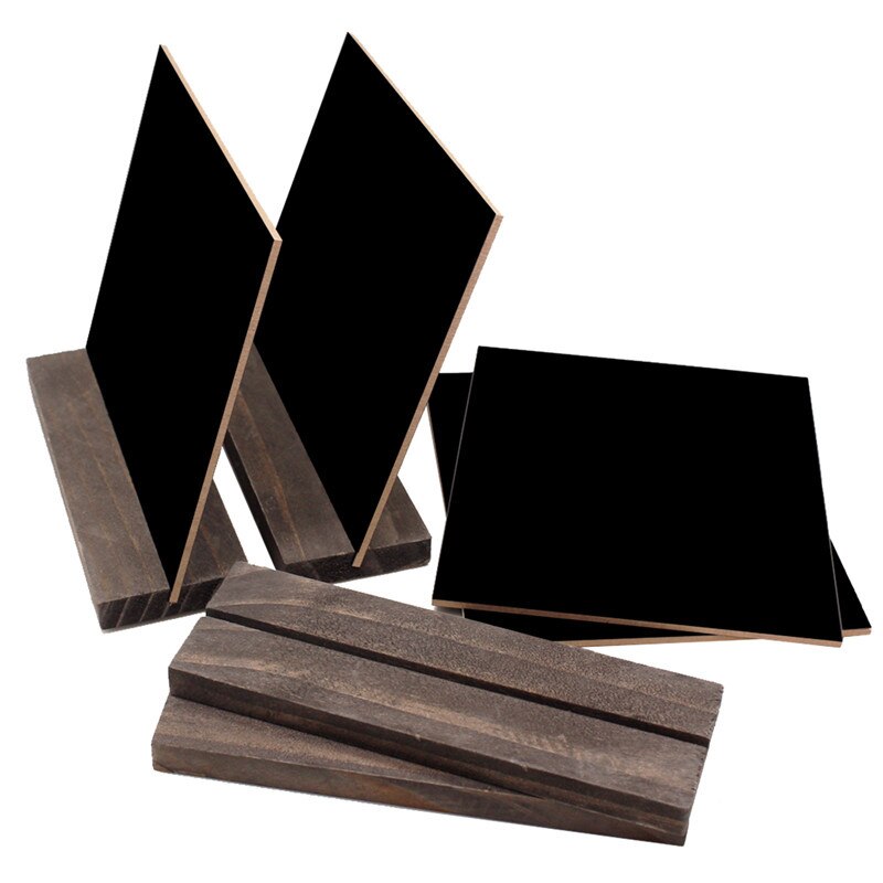 Houten Mini Blackbord 4 Stuks Set Met 3 Krijt Houten Basis Stand Rustieke Stijl Tafelblad Krijtbord Kleine Teken Naam Kaart 15.3x12.7x4.6