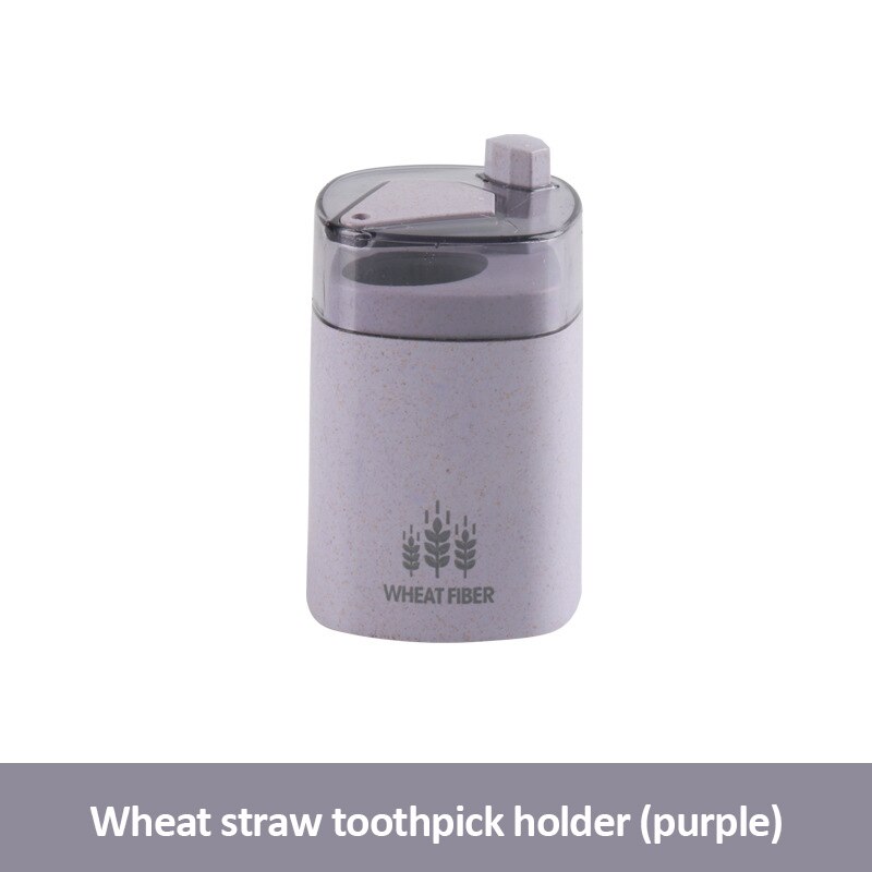 Automatic Toothpick Holder Container Wheat Straw Household Table Toothpick Storage Box Toothpick Dispenser Home Furnishings: Purple