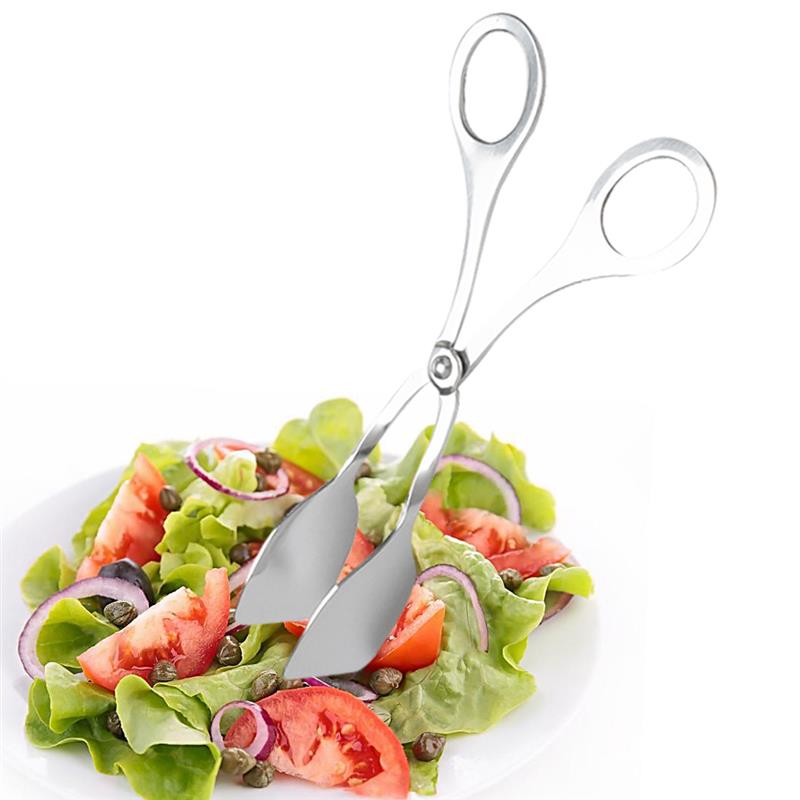 Pinzas para barbacoa de 7 pulgadas, bufé de barbacoa, ensalada, repostería, Forma de tijera, tijeras de acero inoxidable, pinza de cocina para ensalada