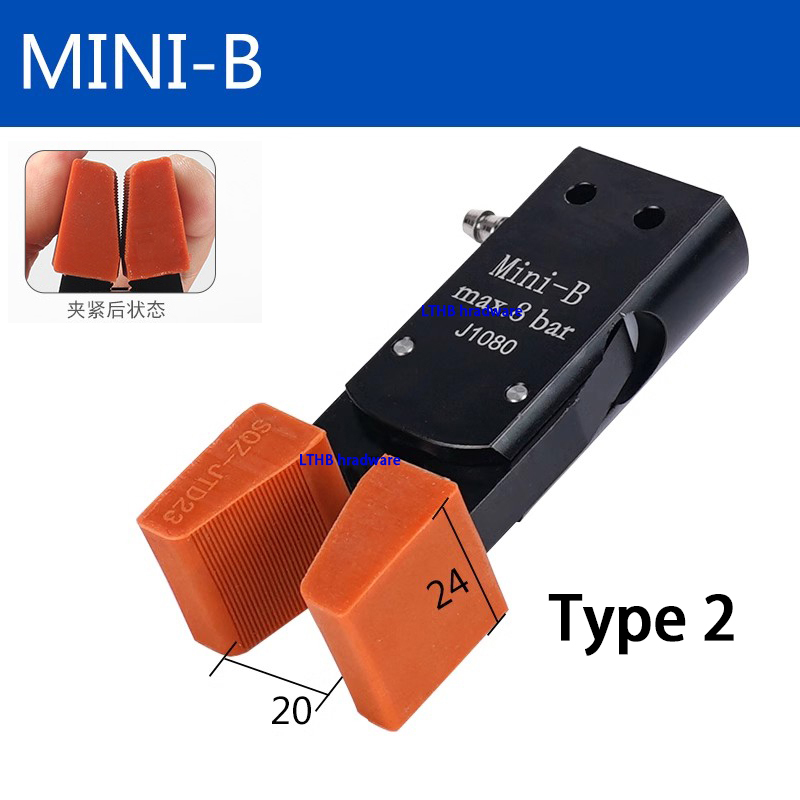 Pneumatic Clamp Manipulator MINI Gripper with Anti Slip Rubber Pad for Injection Molding Grab Water Spout Clip Robot Arm Fixture: grey