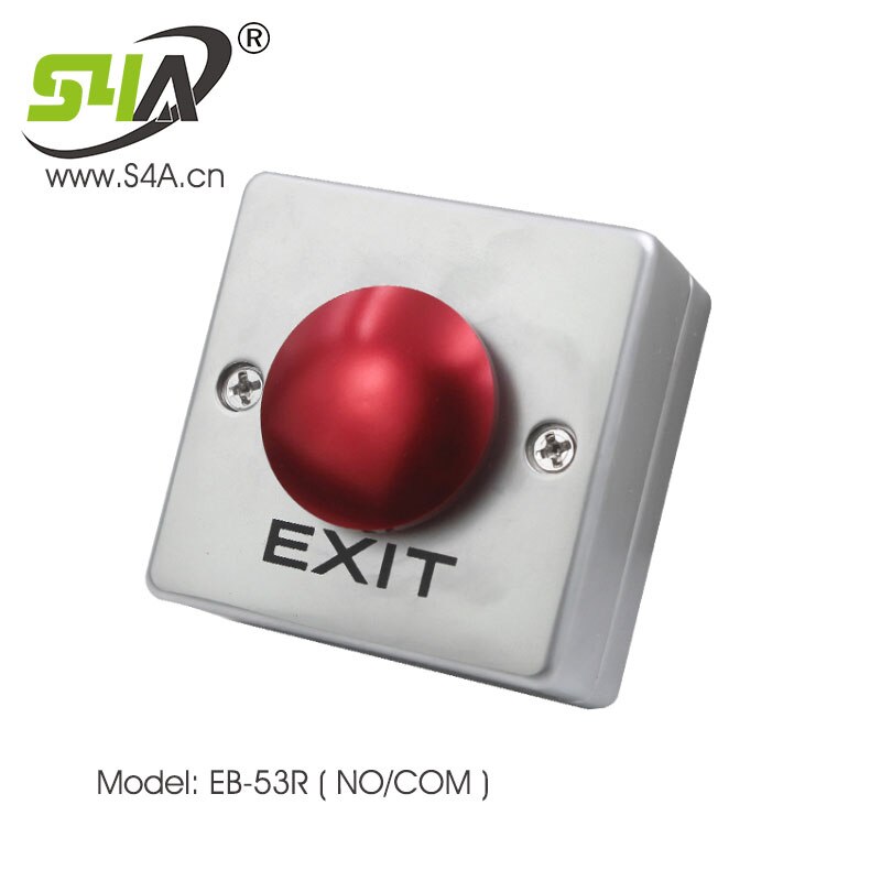 Exit Button with LED Light for Access Control Zinc Alloy Material the Bottom Box Door Push Exit Release Mushroom Button Switch