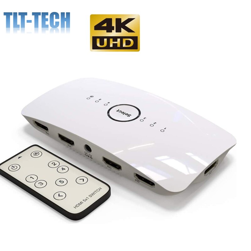 Hdmi switch 4k hdmi splitter switch 5 in 1 ut med ir fjärrstöd 4k 60hz 3d 1080p hdcp 2.2 uhd hdr plug and play för  ps4: 5 in 1 ut