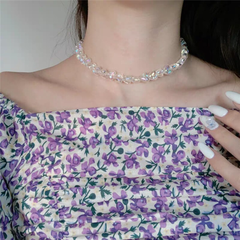 2020 Kpop Personalità di Modo Dolce Cuore in Acrilico Collana Girocolli punk Dei Monili A Catena Corta per La Ragazza Egirl BFF Incontri Estetico