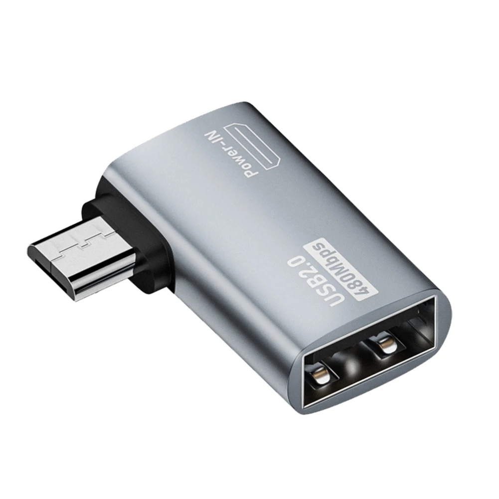 Adaptador de Cable OTG 4K, adaptador Micro USB a USB OTG alimentado en ángulo izquierdo de 90 grados para TV, tableta, Fire TV Stick 4K: Negro / 0.2 m