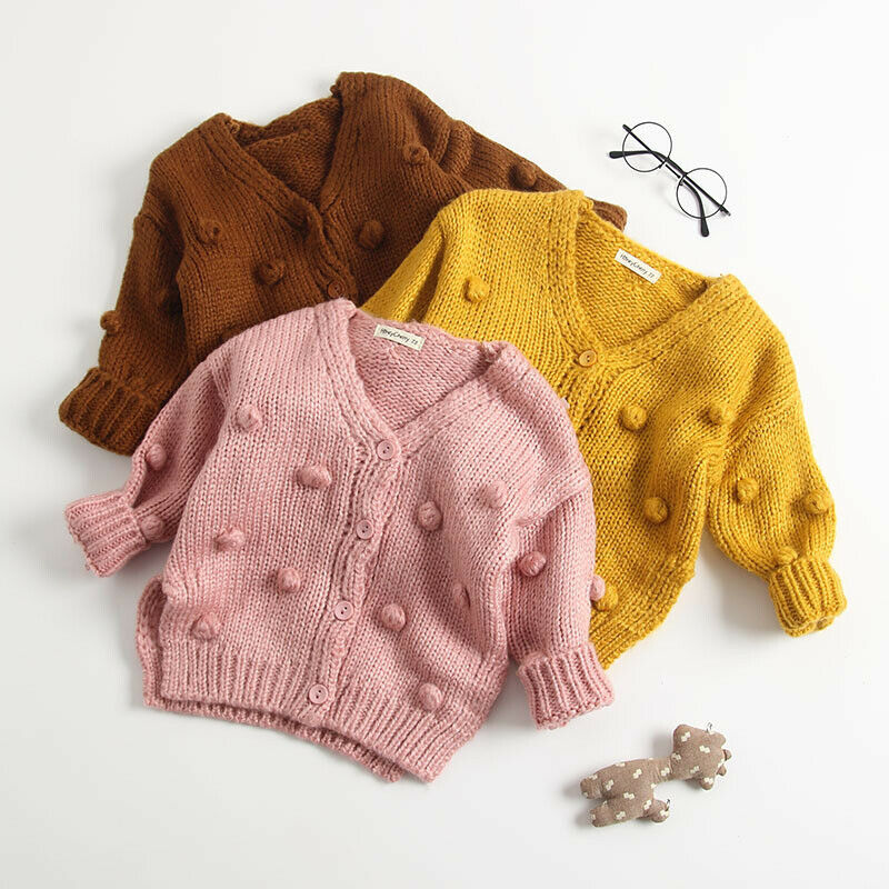 Meisjes Trui Wollen Jas voor Meisjes Pom Pom Decor Vest voor een Meisje Herfst Winter Baby Meisje Trui Jas