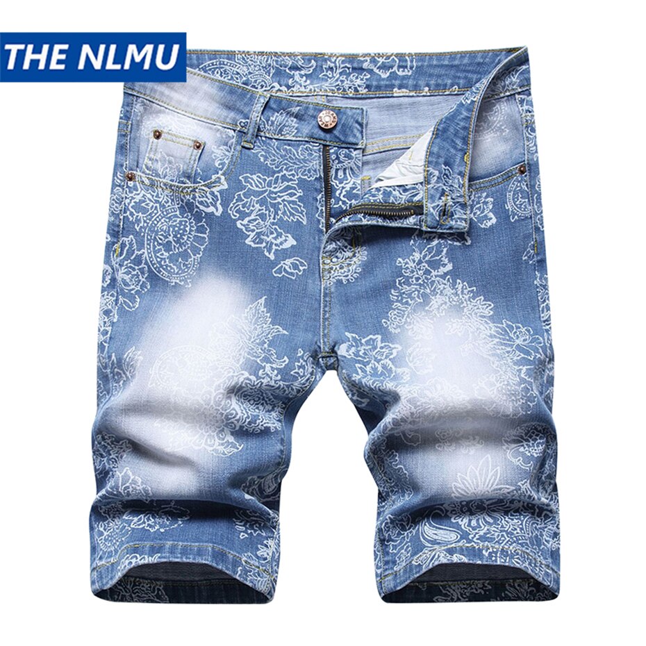 Sommer Herren Kurze Jeans Gedruckt Denim Jeans kurze Hose Hüfte hüpfen Streetwear Denim kurze Hose