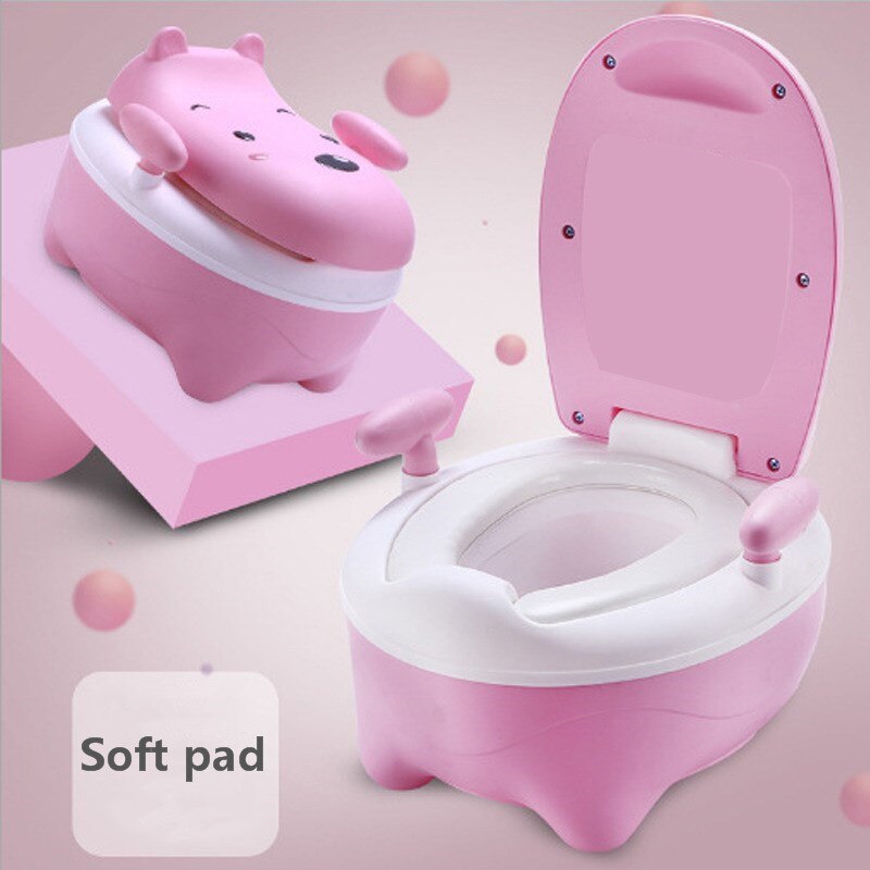 Dossier confortable dessin animé Pot enfants Pot bébé toilette pour garçons enfants bébé Pot formation filles Portable toilette bassin: Soft pad pink