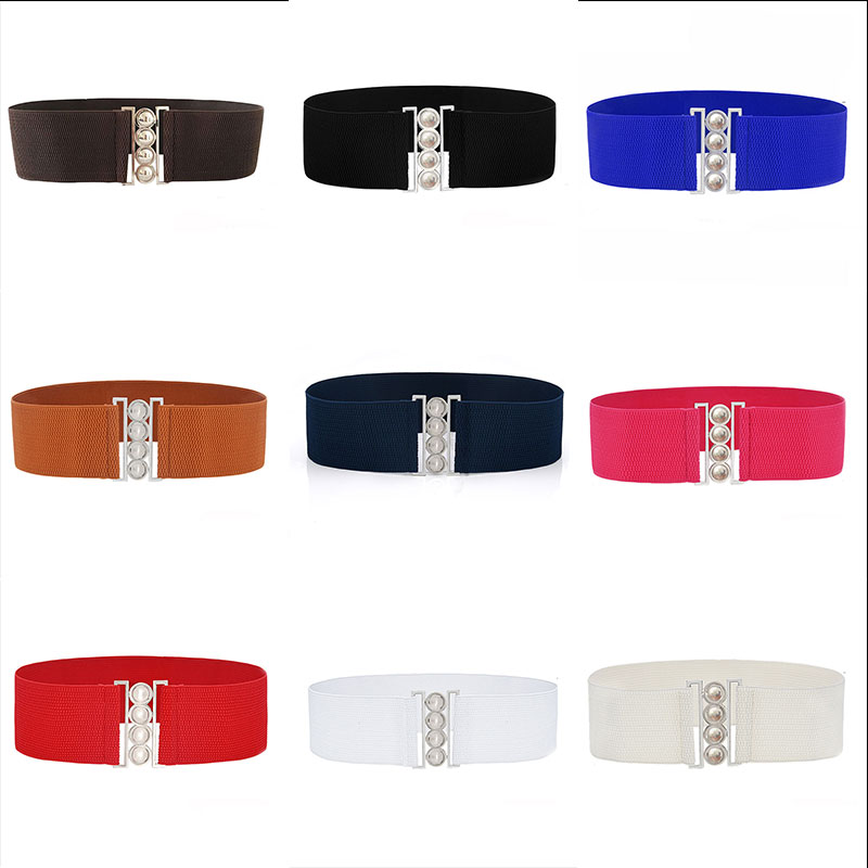Curele elastice late elastice de lux pentru femei rochie cu cataramă metalică argintie curea din țesătură corset feminin accesorii de îmbrăcăminte