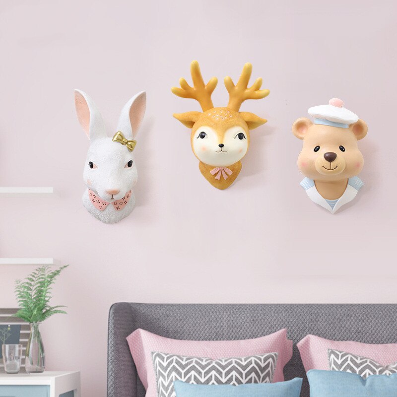 Baby flicka rum dekor djurhuvud väggdekoration för vardagsrum hänge barn flicka barndom sovrum soft install heminredning