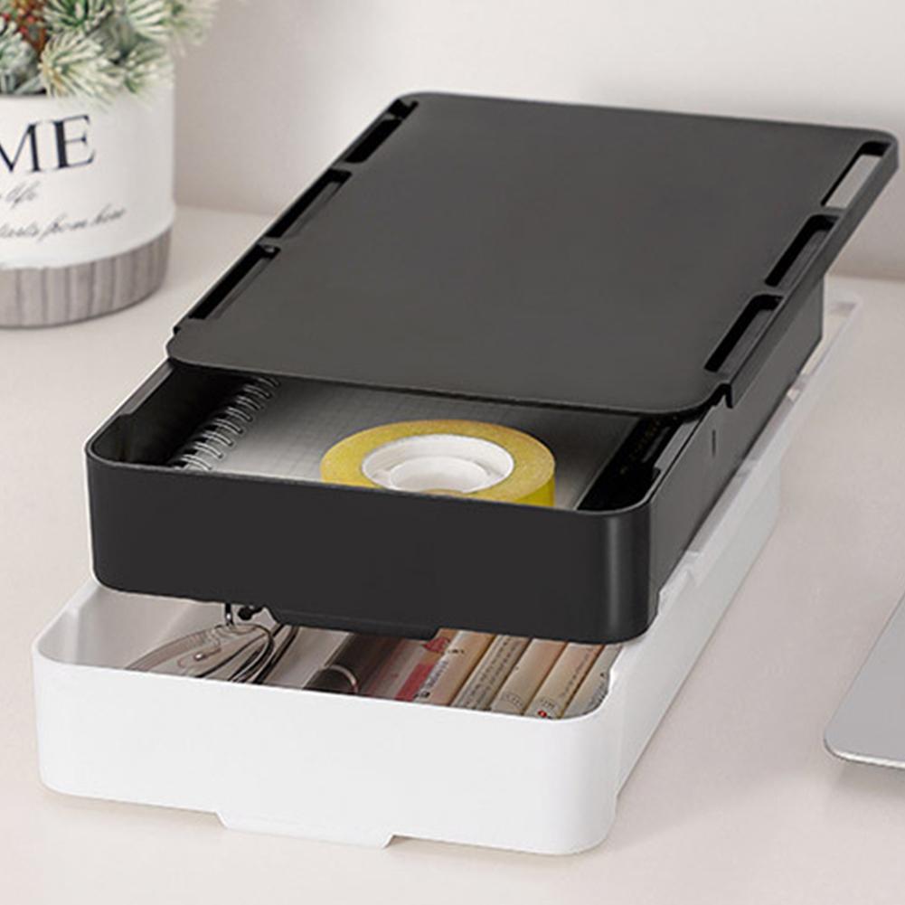 Selvklæbende skjult opbevaringsboks under bordet makeup organizer under skrivebordet opbevaringsskuffe organizer box papirvarer opbevaring
