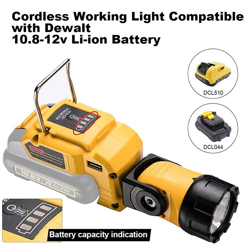 Werk Lamp Voor Makita Voor Dewalt Zaklamp DCL510 10.8V 12V Li-Ion Batterij Led Cordless Werk Licht Draagbare spotlight