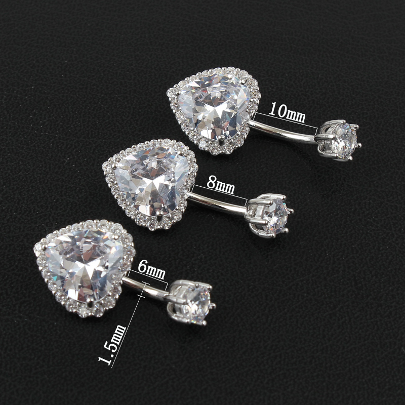 Ægte 925 sterling sølv navle ring kvinder fine smykker hjerte body piercing smykker  s925 6 8 10 mm navle bar ikke allergisk