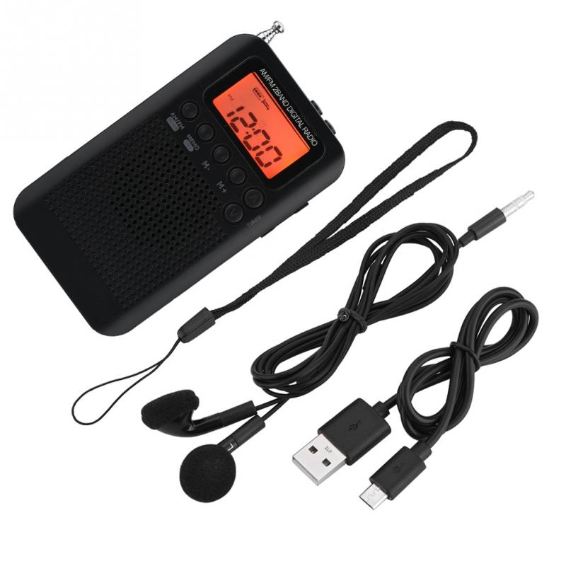 Digital Pocket Radio Portable AM/FM Digital Tuning Radio Dual Band Stereo Mini Radio 3.5mm Headphone Jack LCD Display Screen