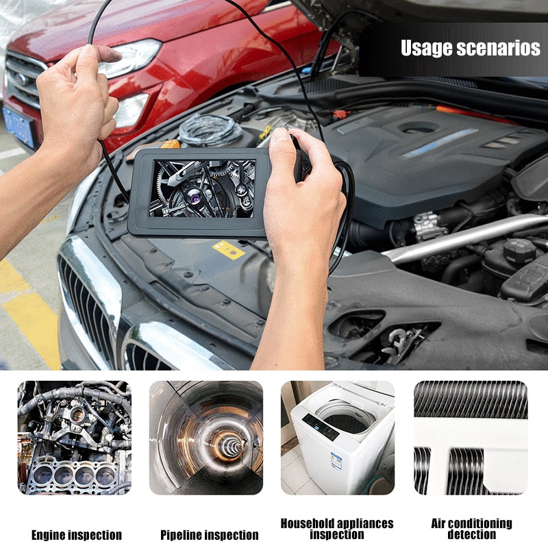 Endoscope industriel tenu dans la main 4.3 pouces écran LCD Endoscope haute définition 1080P tuyau caméra d'inspection avec lumière LED V