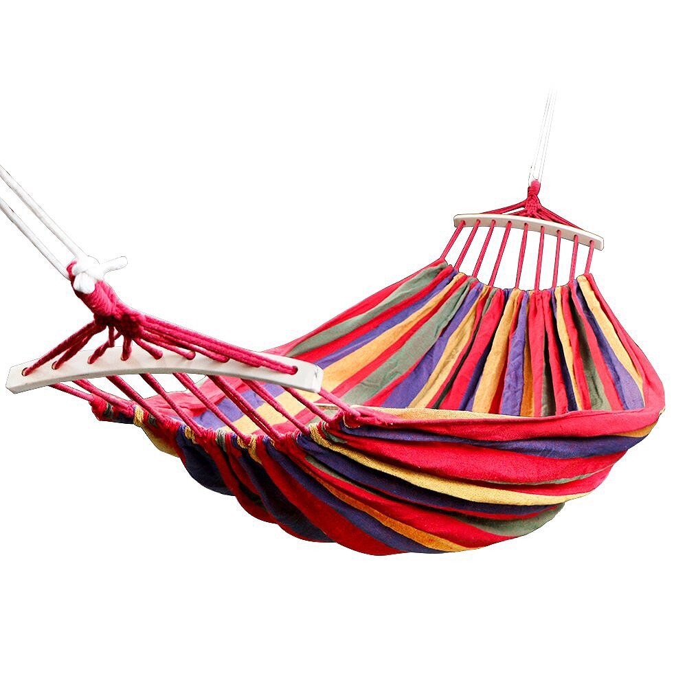 Dubbele Hangmat 450 Lbs Draagbare Reizen Camping Opknoping Hangmat Swing Luie Stoel Canvas Hangmatten 2 Persoon Capaciteit: Red
